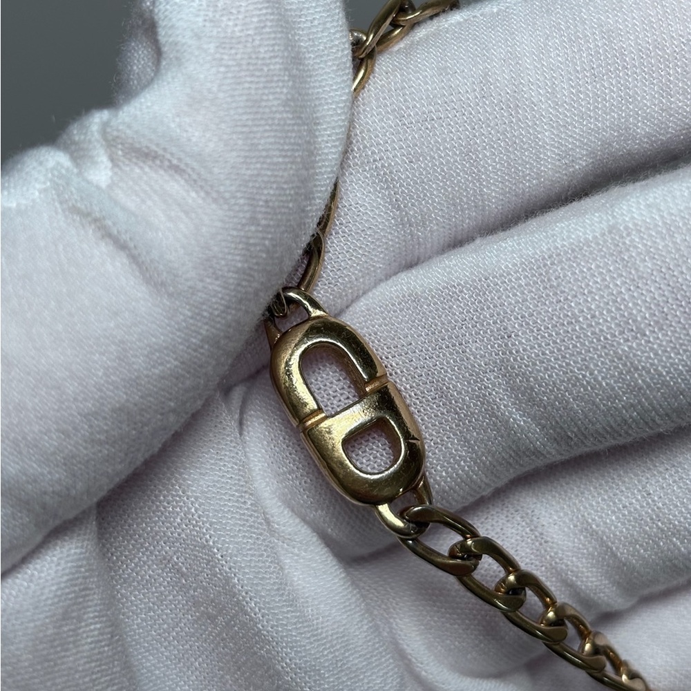 Christian Dior Gold-tone Cuban Chain Link Stainless Steel CD Logo Bracelet - Picture 3 of 4